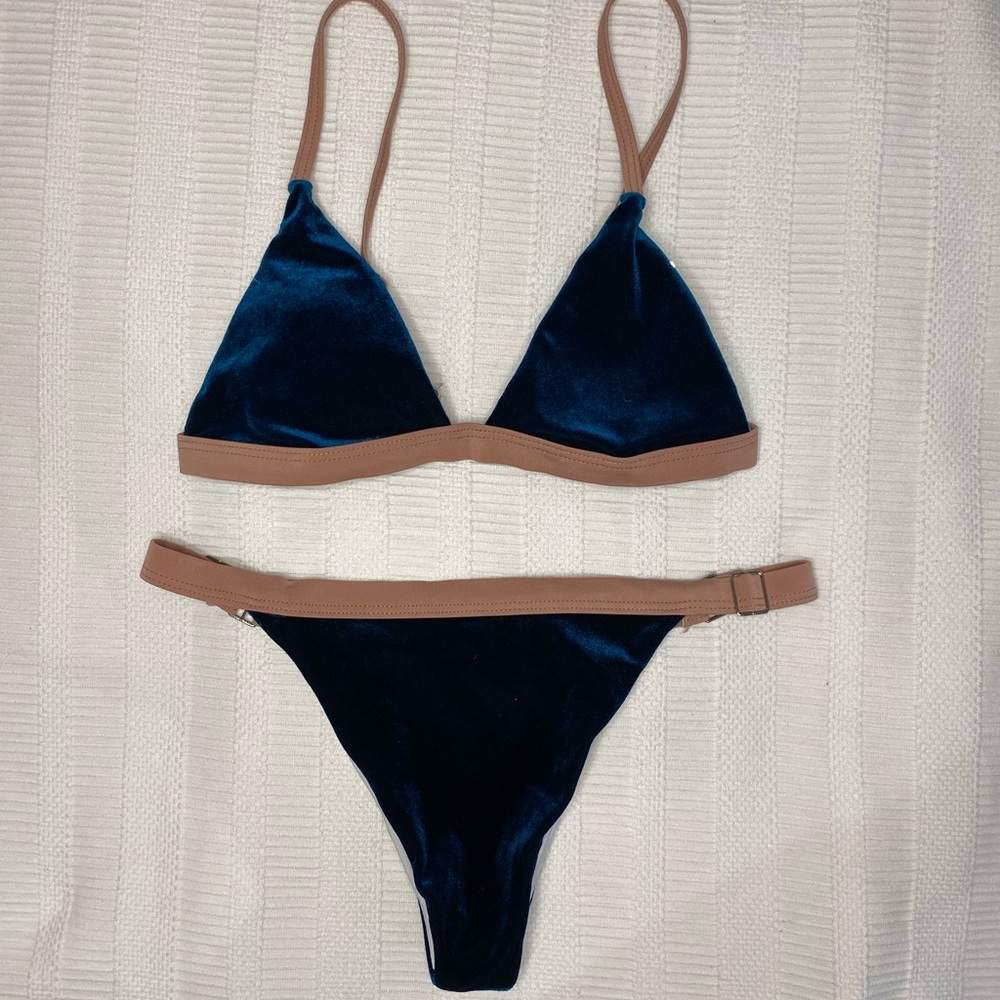 Velvet Royal Blue Bikini Set Gem